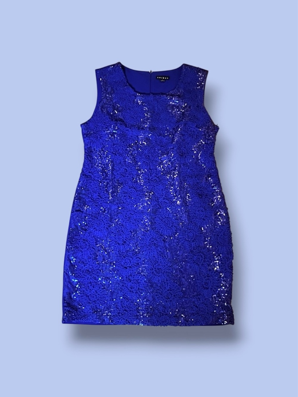 NWOT Tribal Women’s Sleeveless Cocktail Dress Size 14 Royal Blue Floral Sequins